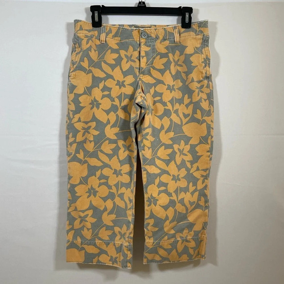 American Eagle Outfitters Pants - American Eagle vintage cropped floral gray/yellow pants 8